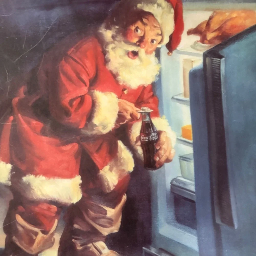 Vintage Coca Cola Santa Claus & Boy Refrigerator‎ Christmas Placemats Set of 3